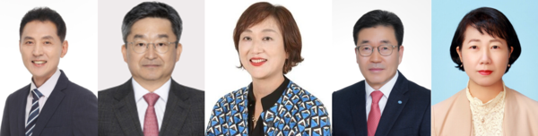 (왼쪽부터) 도문옥 경영전략그룹장, 장문호 개인그룹장, 김혜곤 IT그룹장, 오미석 리스크관리그룹장, 배용순 준법감시인. 수협은행 제공.