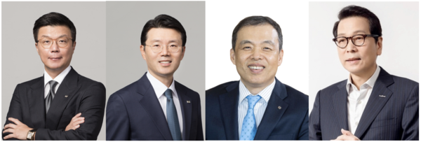 (왼쪽부터) 최창훈·이준용 미래에셋자산운용 각자 대표, 조재민 신한자산운용 대표, 배재규 한국투자신탁운용 대표. 각사 제공.