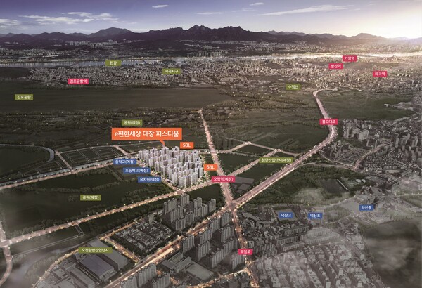 DL이앤씨 컨소시엄이 경기도 부천시 오정구 부천대장 택지개발사업지구 내 A5블록(오정동 42-3)과 A6블록(오정동 44-1)에 공공분양으로 공급하는 신혼희망타운 ‘e편한세상 대장 퍼스티움’의 입지. DL이앤씨 제공