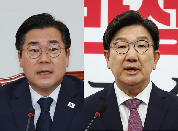 더불어민주당 박찬대 원내대표(왼쪽), 국민의힘 권성동 원내대표. 연합뉴스. 