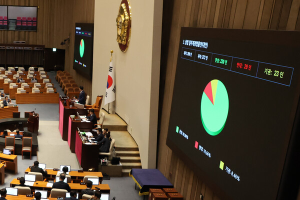 상법개정안이 3일 국회 본회의에서 통과되고 있다. 연합뉴스. 