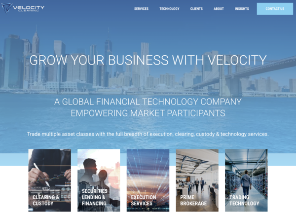 미국 증권사 ‘벨로시티(Wealth Velocity)’ 홈페이지 화면.