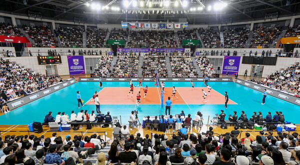 진주국제여자배구대회 경기 모습. ⓒ진주시